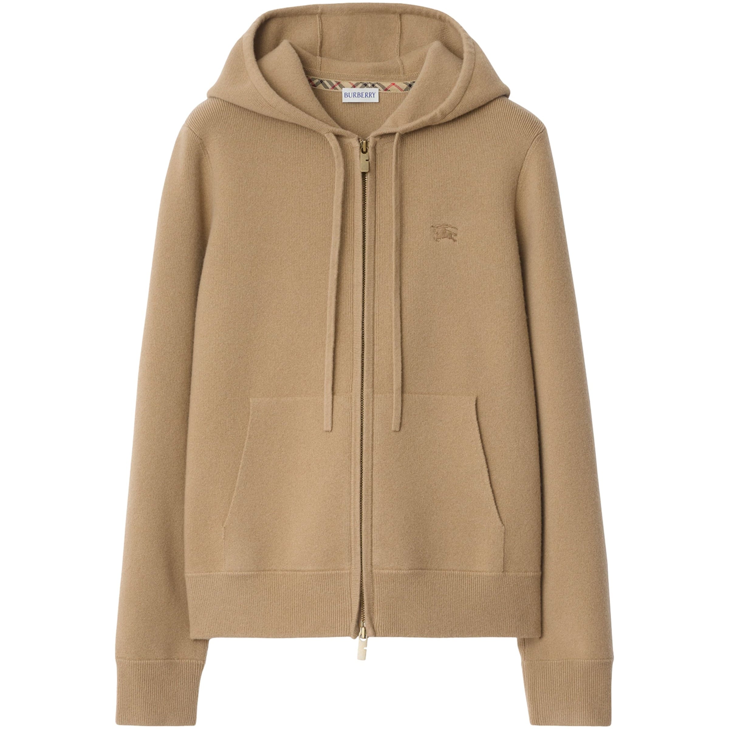 Beige Cashmere-Blend Zip-Up Hoodie