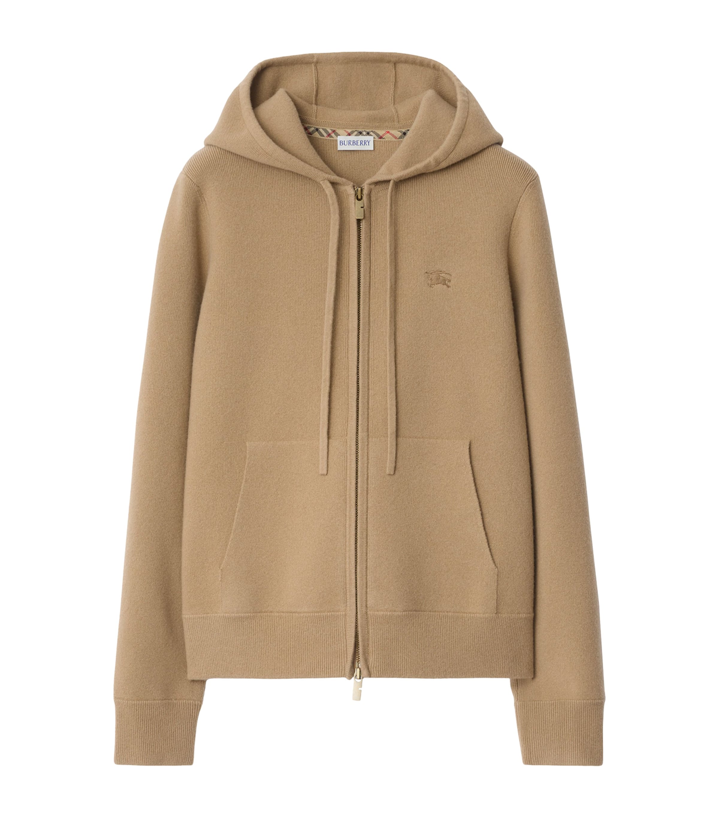 Beige Cashmere-Blend Zip-Up Hoodie