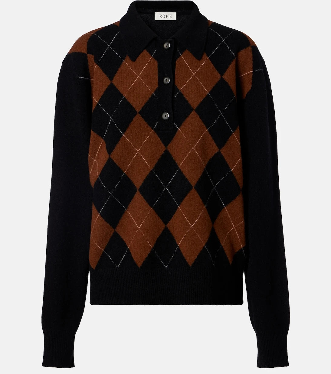 Róhe - Argyle wool polo sweater