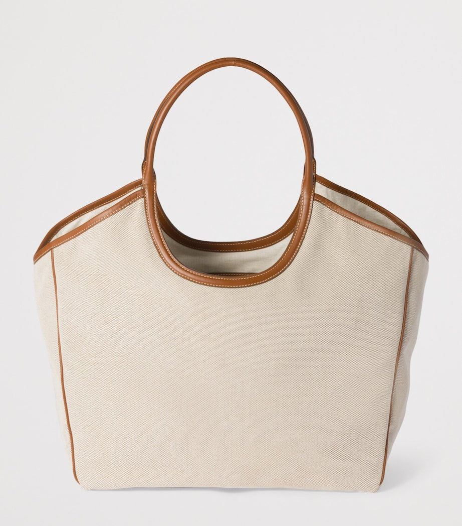 Neutral Large Canvas-Leather Ivy Tote Bag