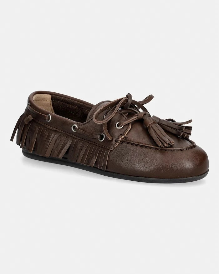 Posa Kadın Süet Mokasen Boat Loafer Native Tassel