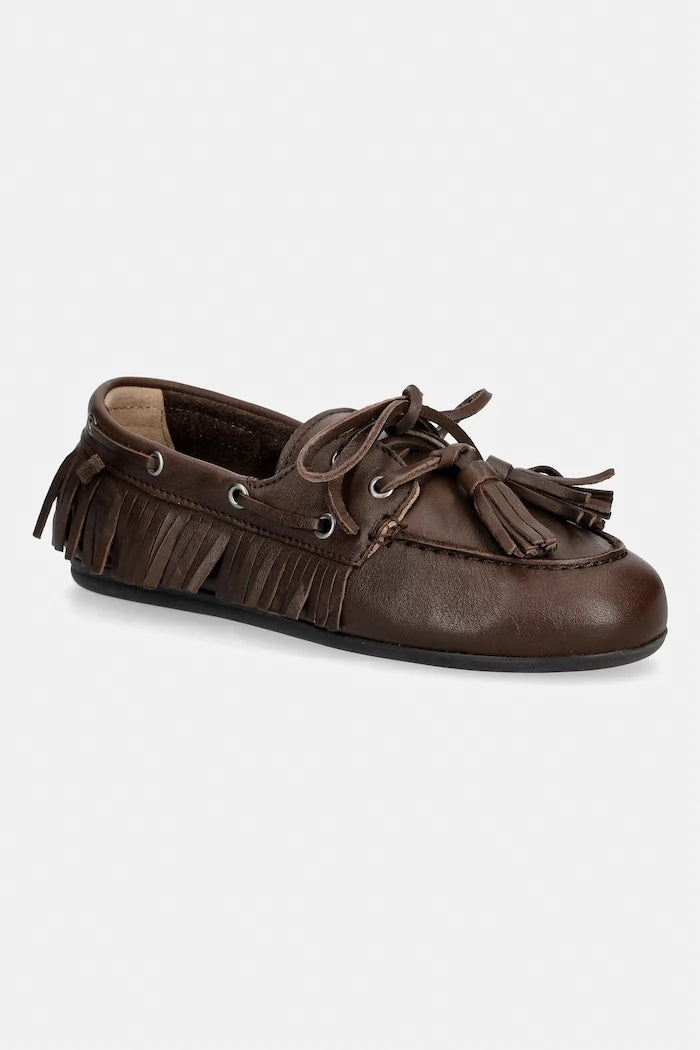 Posa Kadın Süet Mokasen Boat Loafer Native Tassel
