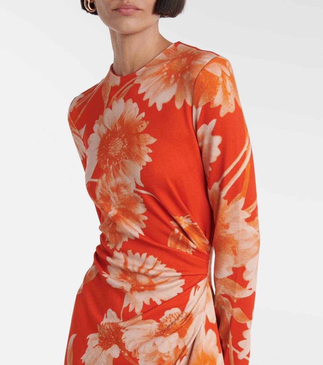 Erdem - Floral draped ponte jersey midi dress