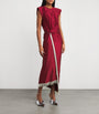 Paco Rabanne Red Tasselled Ring-Gathered Midi Dress