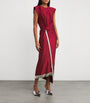 Paco Rabanne Red Tasselled Ring-Gathered Midi Dress