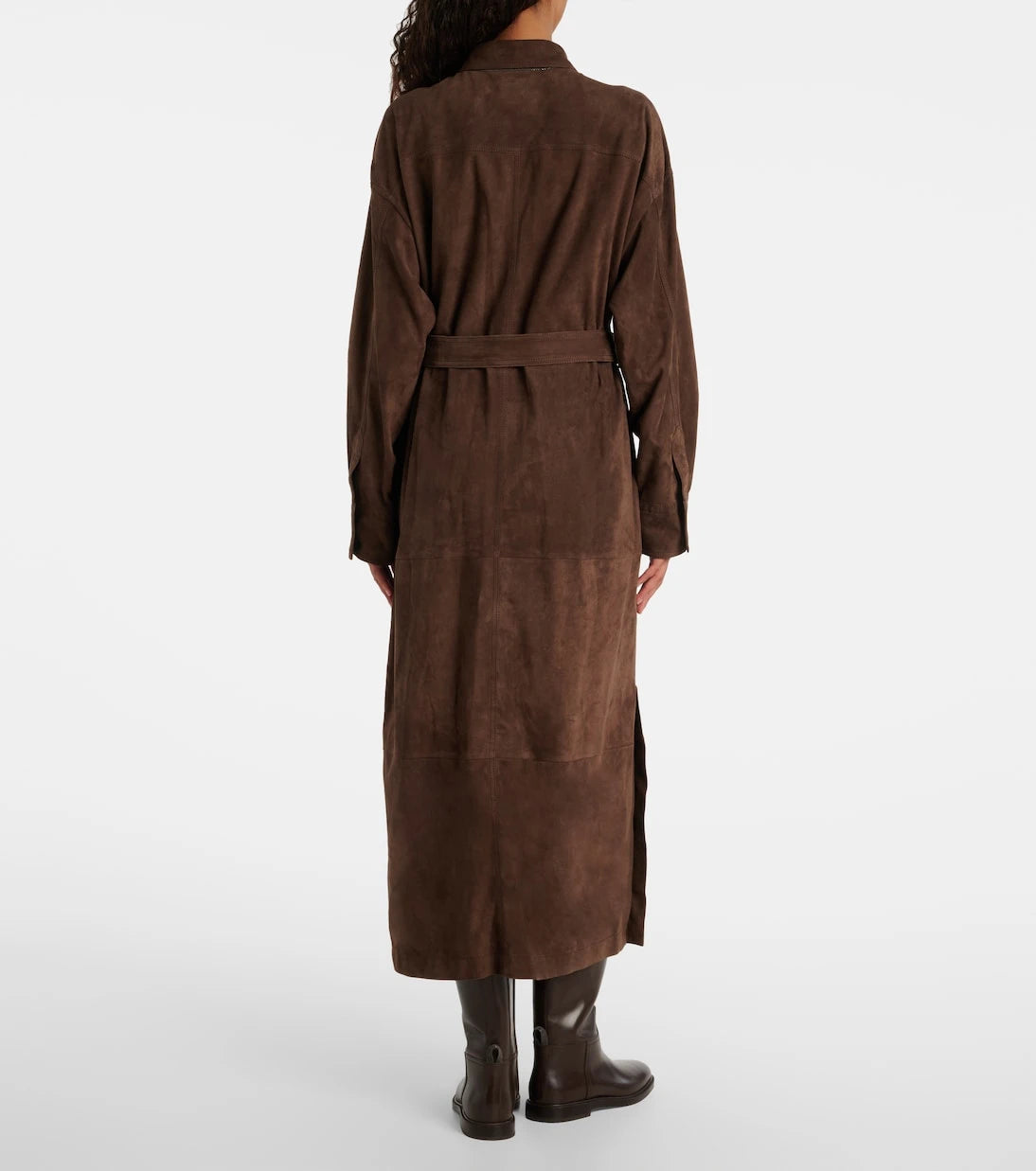 Brunello Cucinelli - Monili belted suede shirt dress