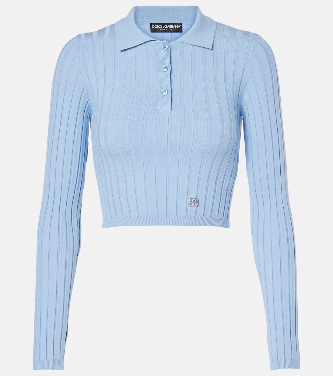 Dolce&Gabbana - Ribbed-knit cropped polo sweater
