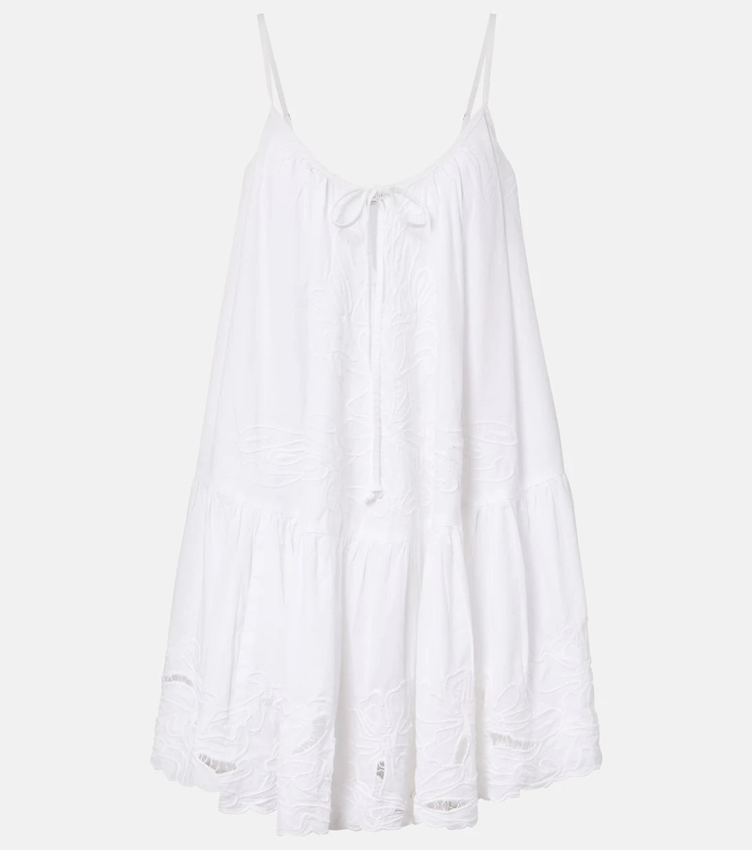 Juliet Dunn - Embroidered cotton poplin minidress