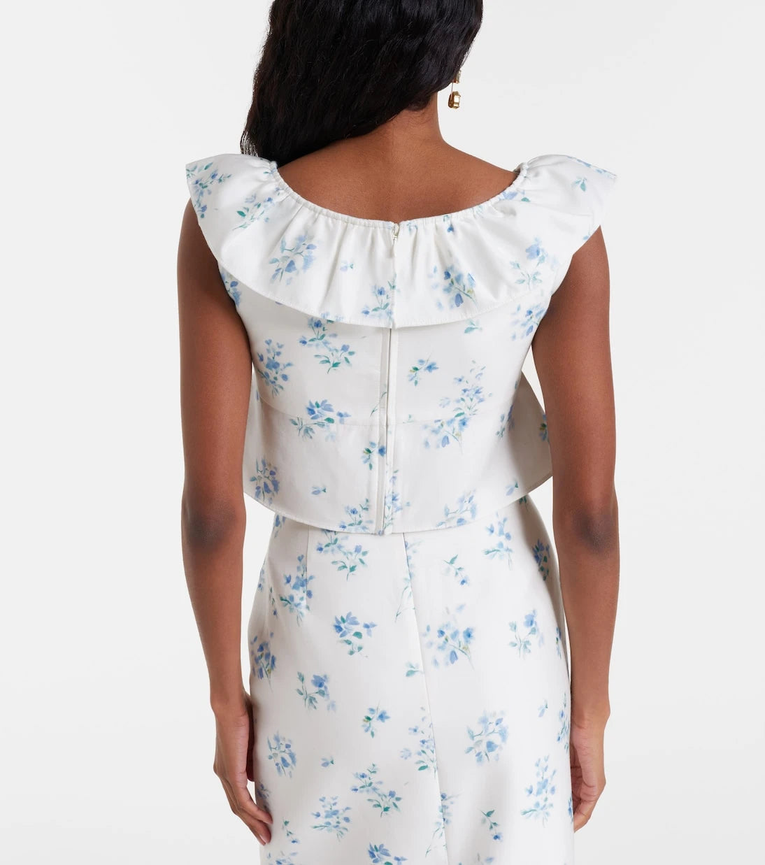 Shushu/Tong - Floral ruffled cotton and silk top