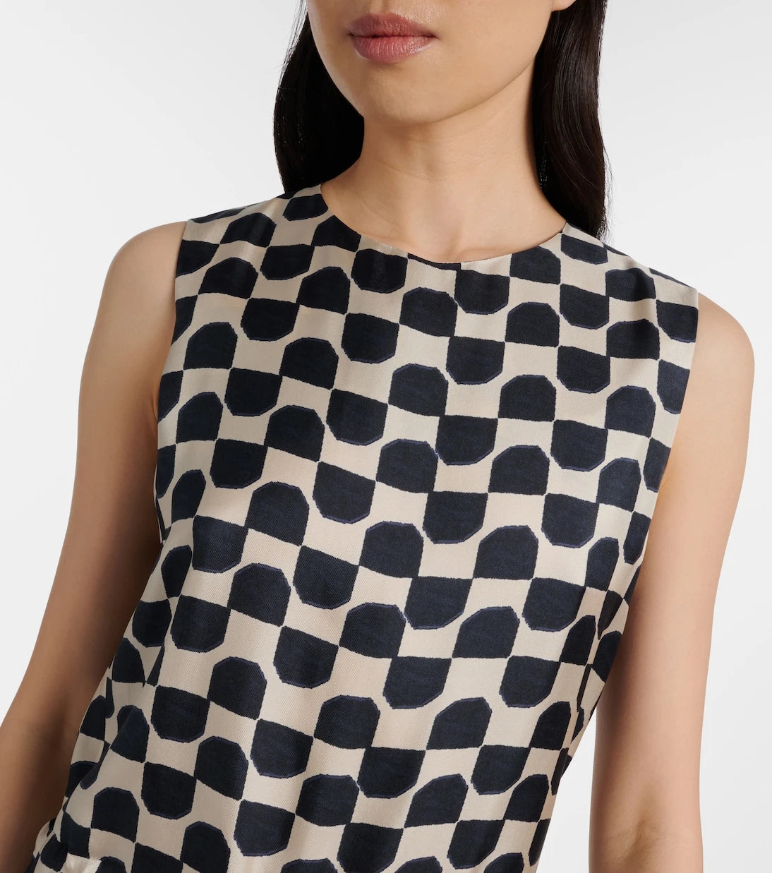 'S Max Mara - Ronchi desenli ipek tulum