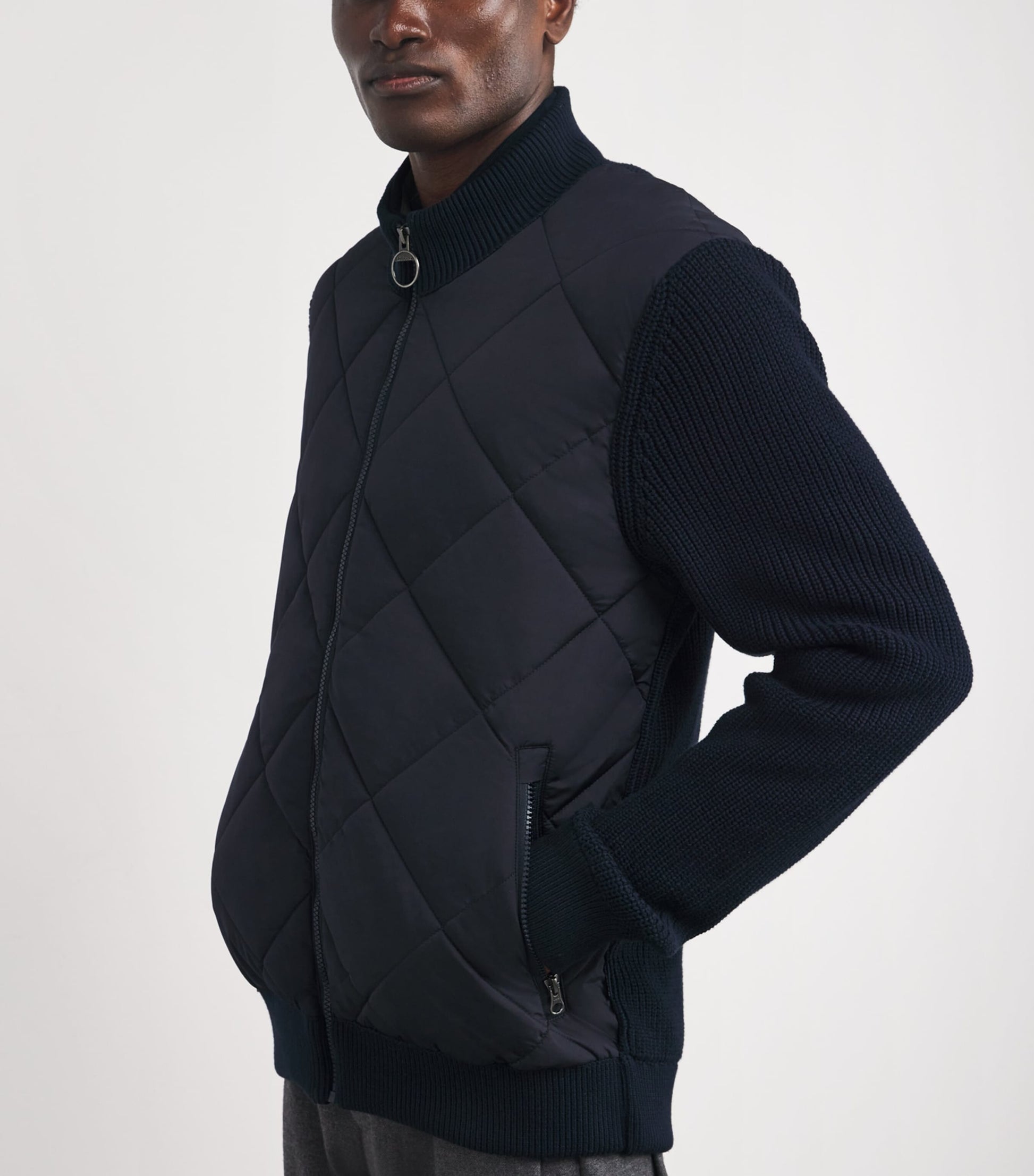 Barbour Navy Knitted Quilted Newland Jacket