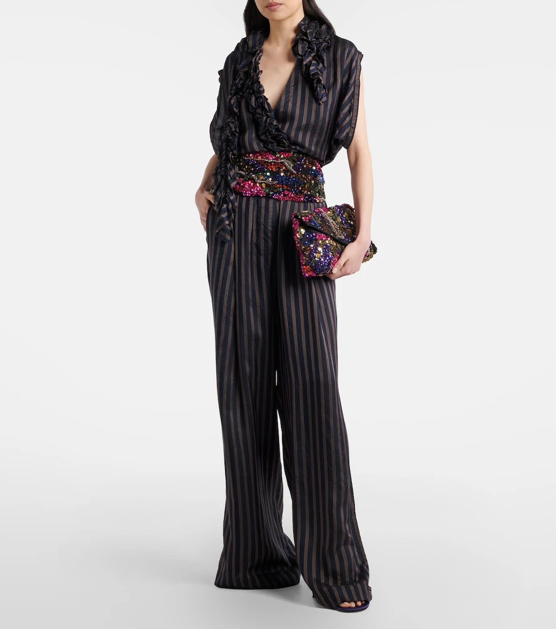 Dries Van Noten - Envelope Medium sequined satin clutch