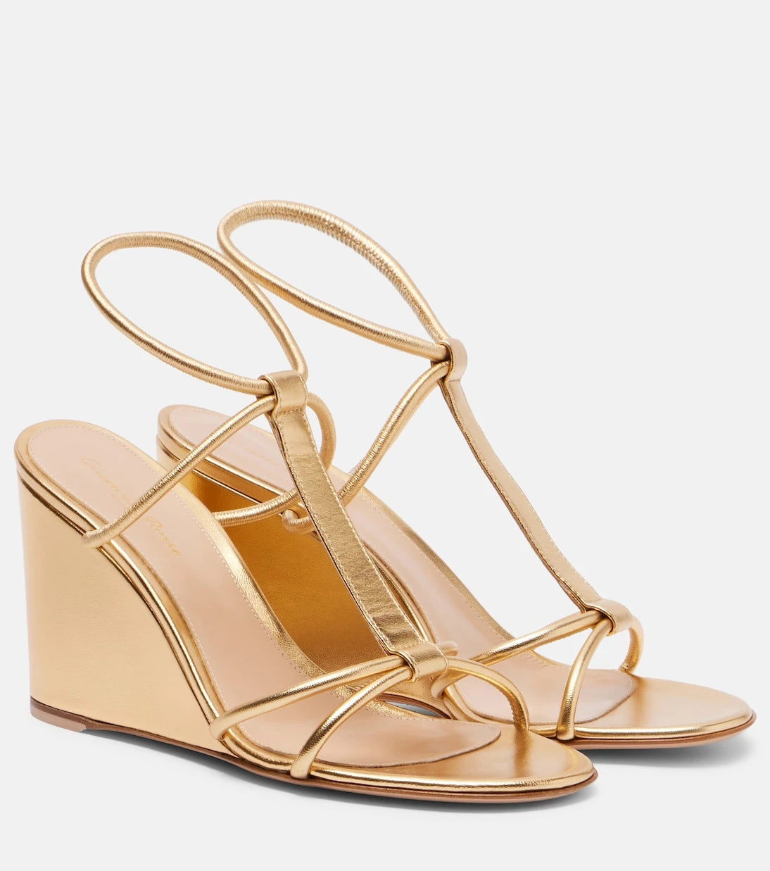 Gianvito Rossi - Metallic leather wedge sandals