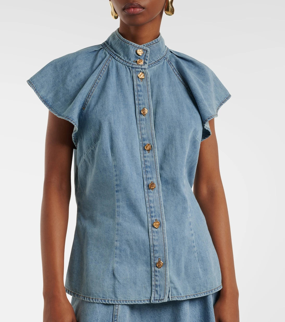Zimmermann - Crush Flutter Sleeve denim shirt