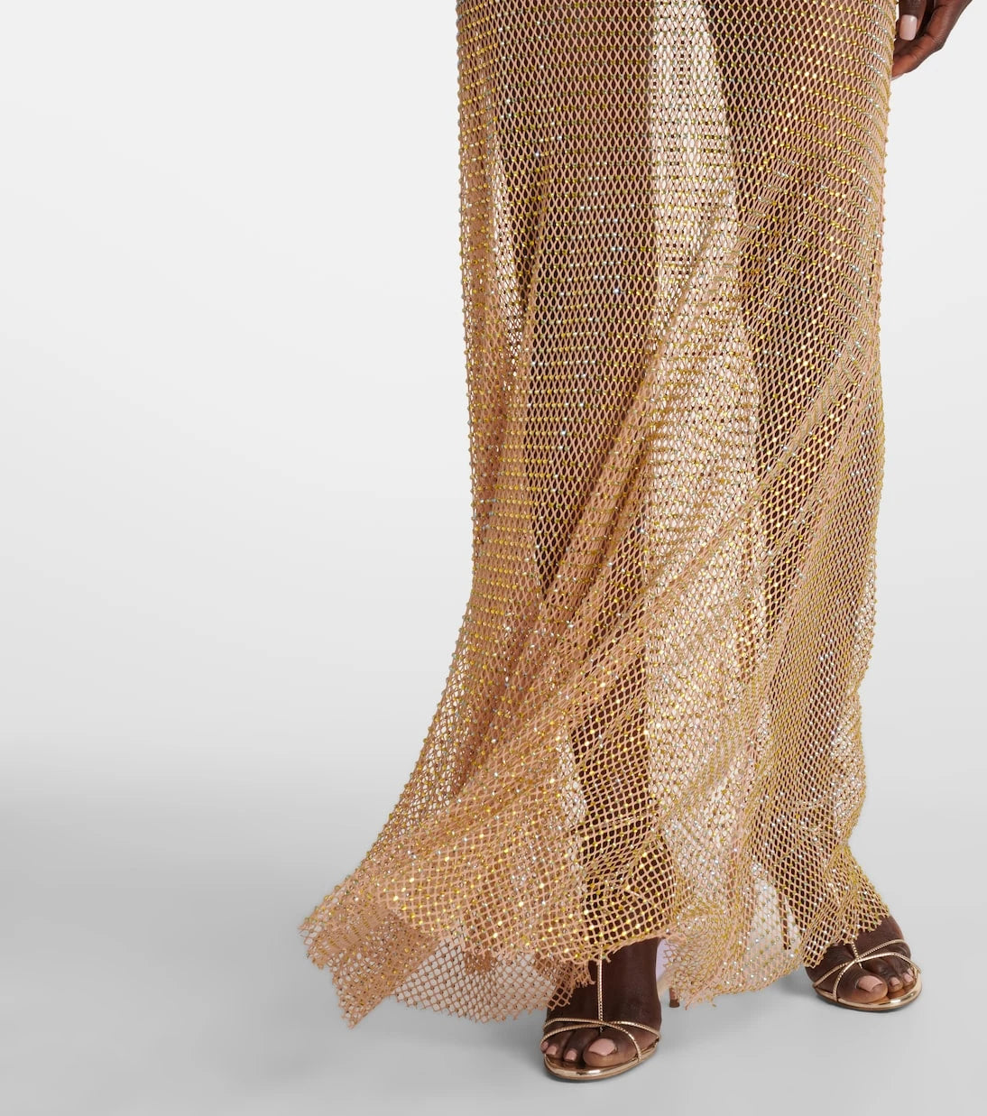 Self-Portrait - Crystal-embellished mesh maxi skirt