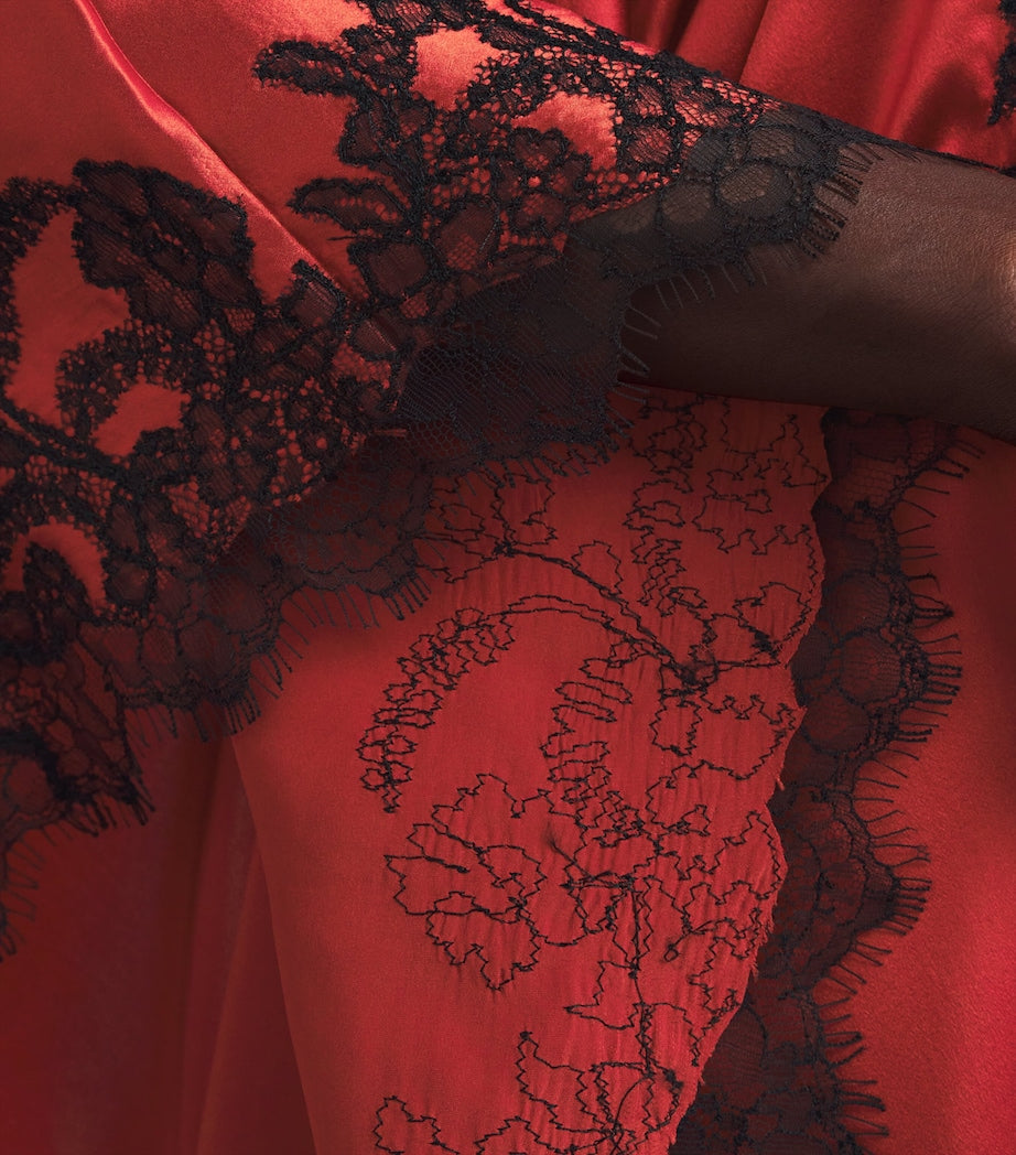 TORLOWEI Orange Silk Lace Tokoni Kaftan Nightdress