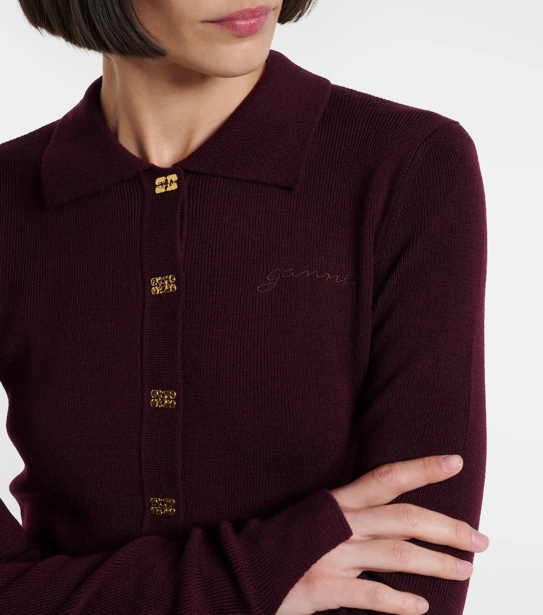 Ganni - Wool polo sweater