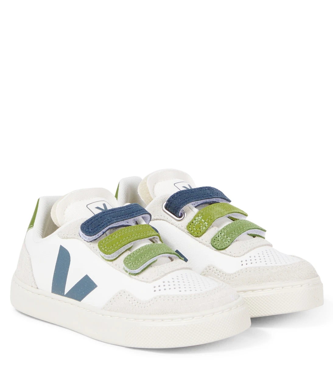 Veja Kids - V-90 suede-trimmed leather sneakers