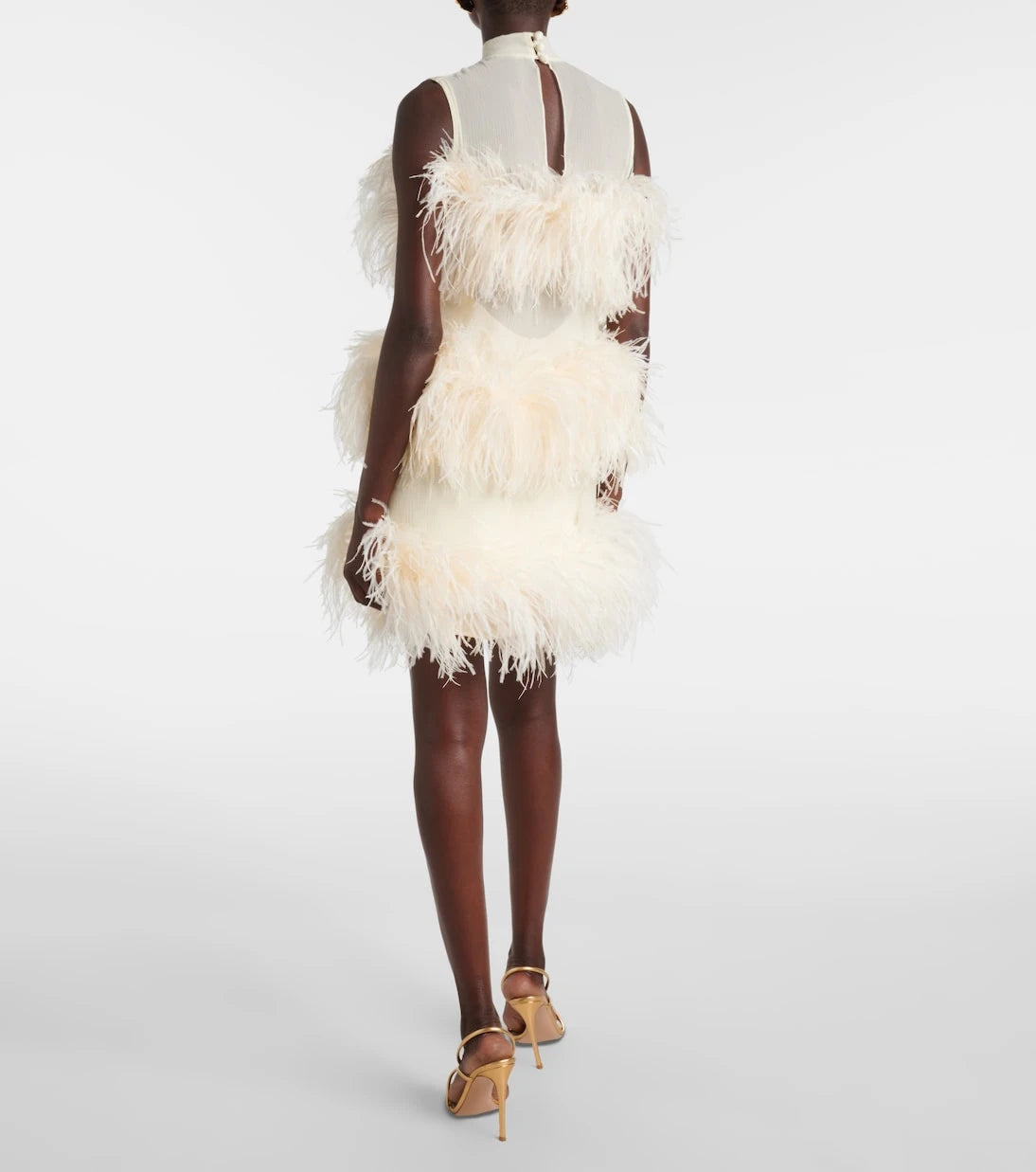 Taller Marmo - Divine feather-trimmed chiffon minidress