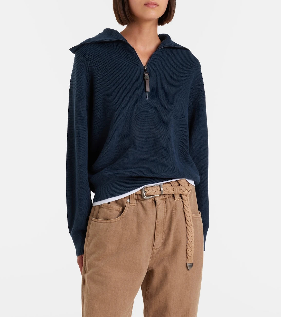 Brunello Cucinelli - Monili cotton half-zip sweater