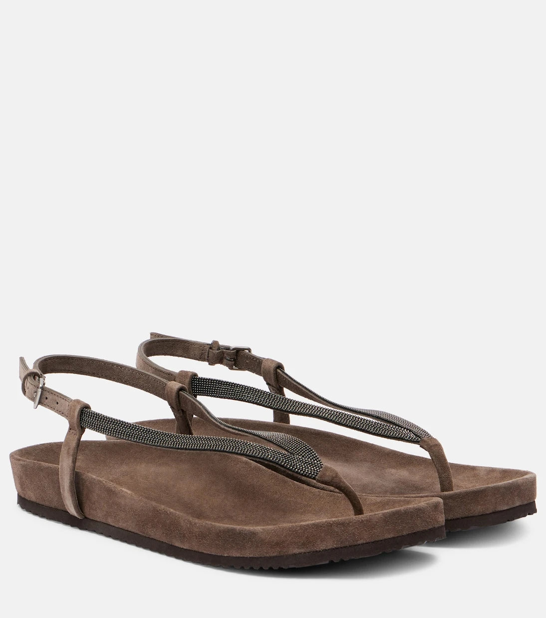 Brunello Cucinelli - Monili suede thong sandals