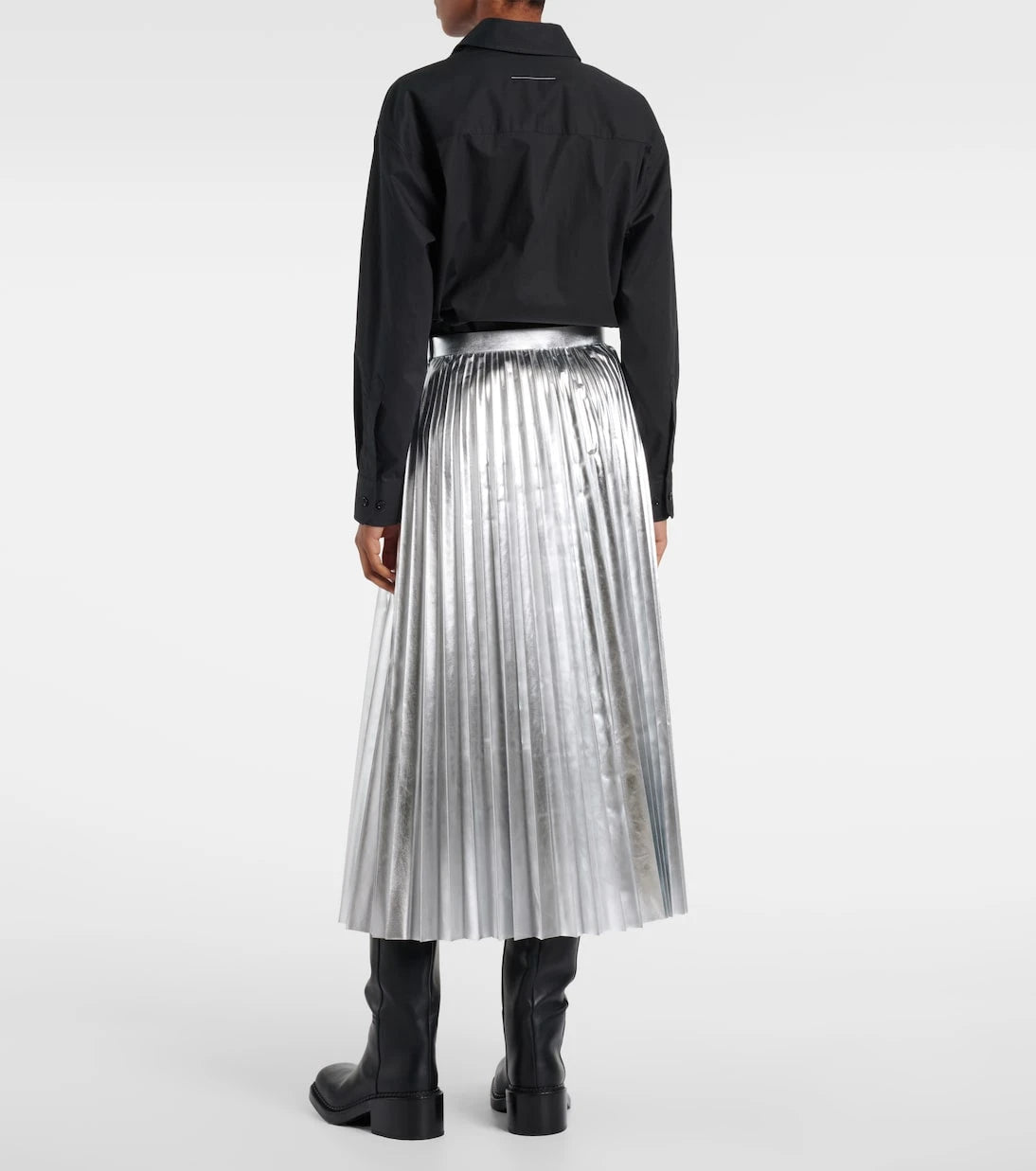 Junya Watanabe - Pleated metallic-effect midi skirt