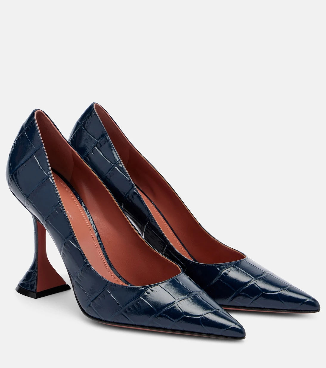 Amina Muaddi - Ami croc-effect leather pumps