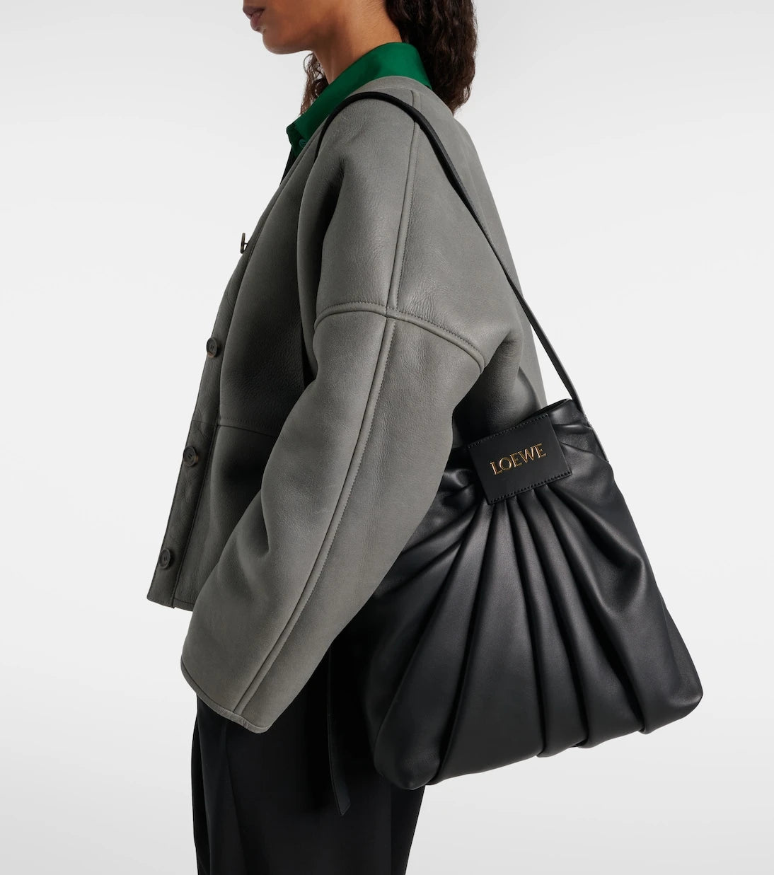 Loewe - Draped leather tote bag