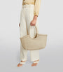 Ivory Large Leather Woven Nantucket Tote Bag