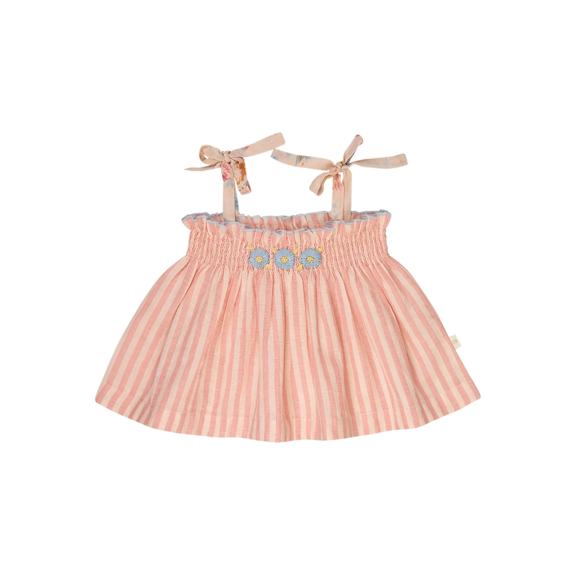 Lilinoa - Embroidered Annette Striped Top | Blush