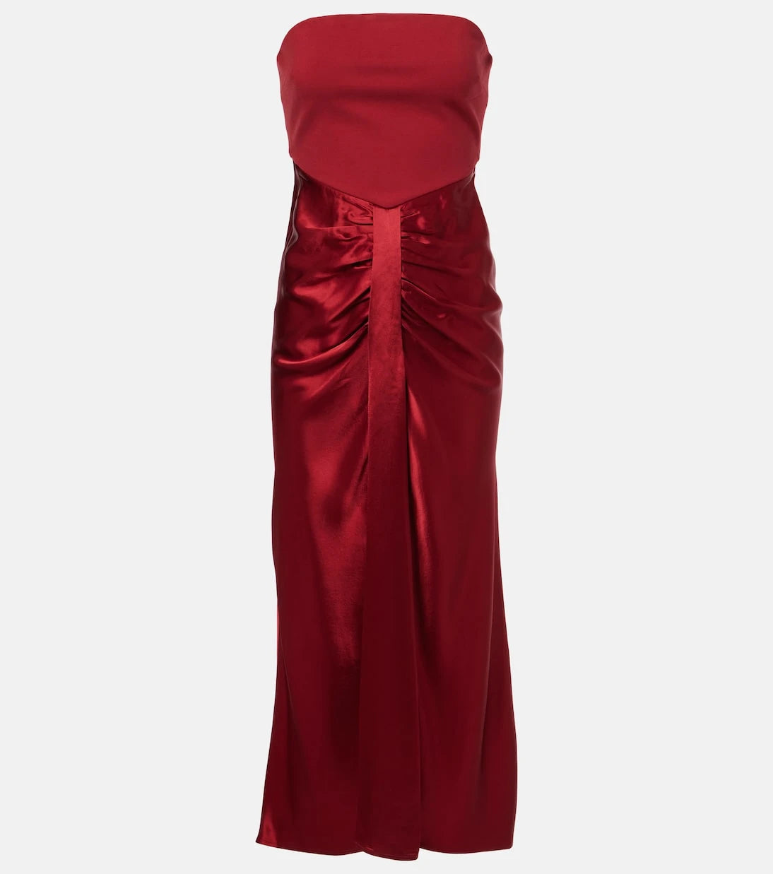 Staud - Wayfaring ruched ponte and satin gown