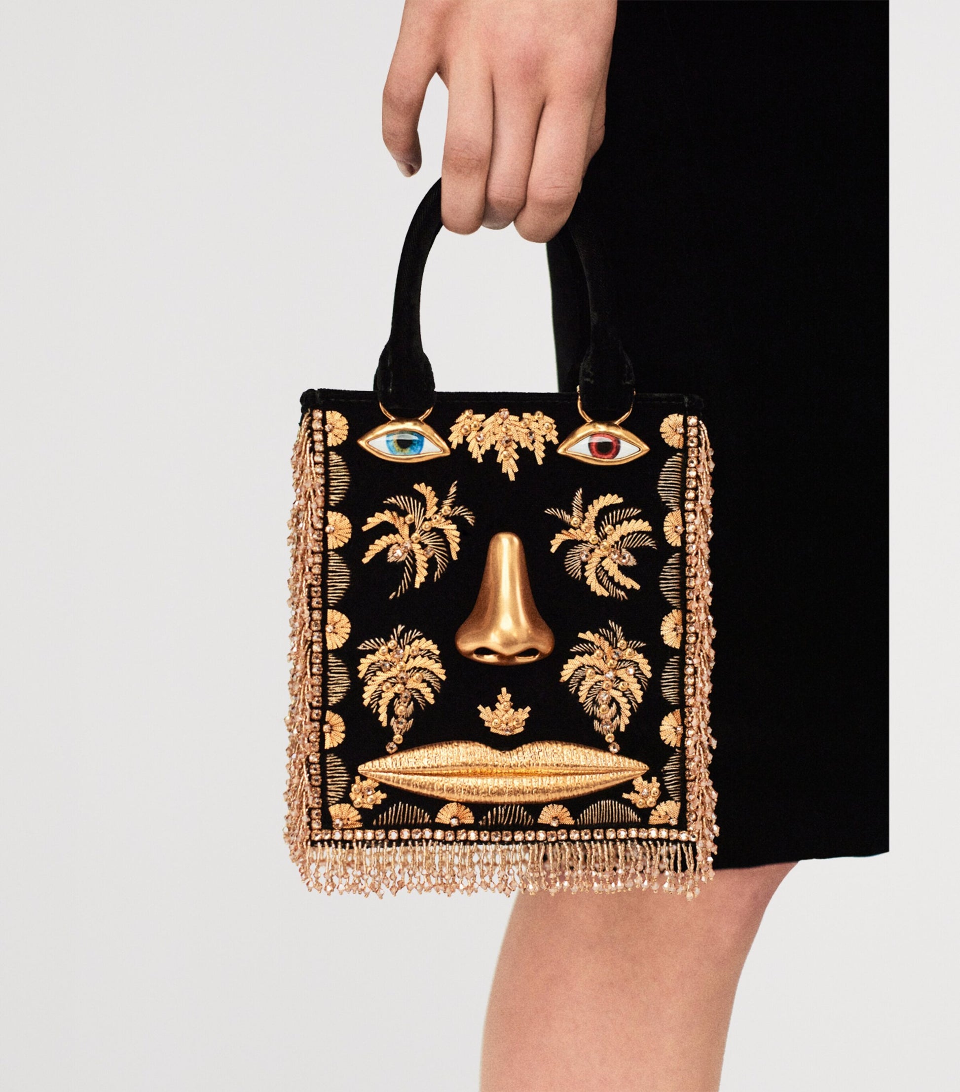 Mini Velvet Face Top-Handle Bag