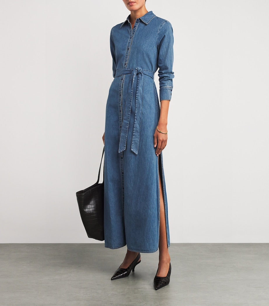 Alice+Olivia Blue Denim Chassidy Maxi Dress