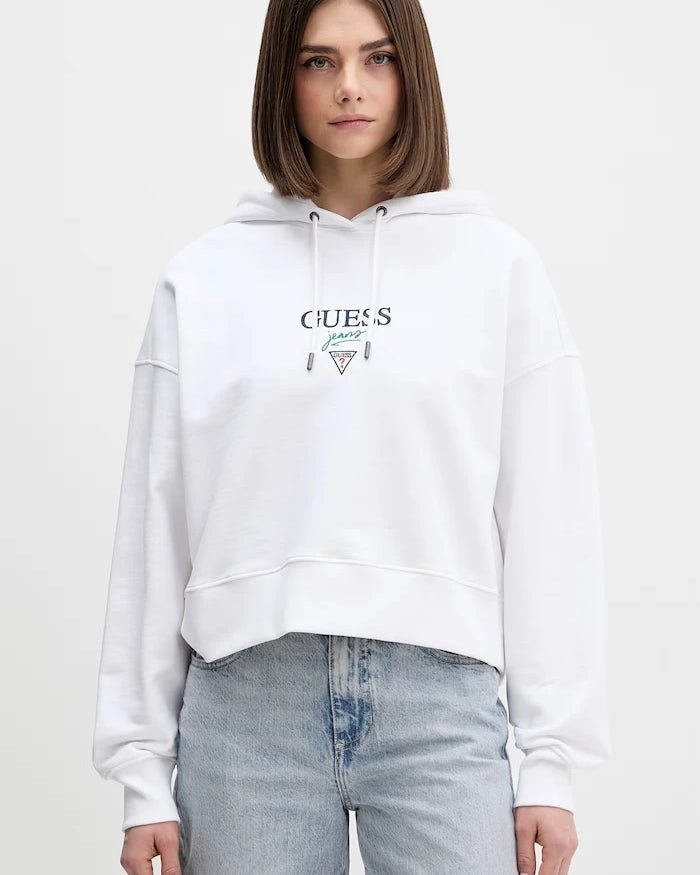 Guess Jeans kadın pamuklu kapüşonlu sweatshirt