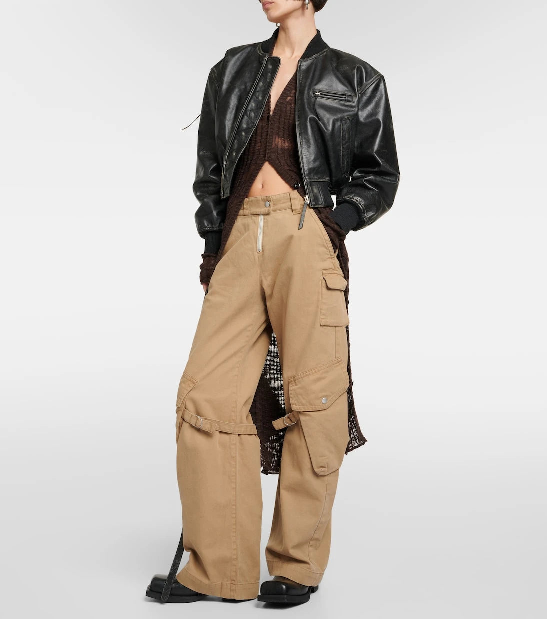 Acne Studios - بنطال كارجو قطني بحزام Potinal