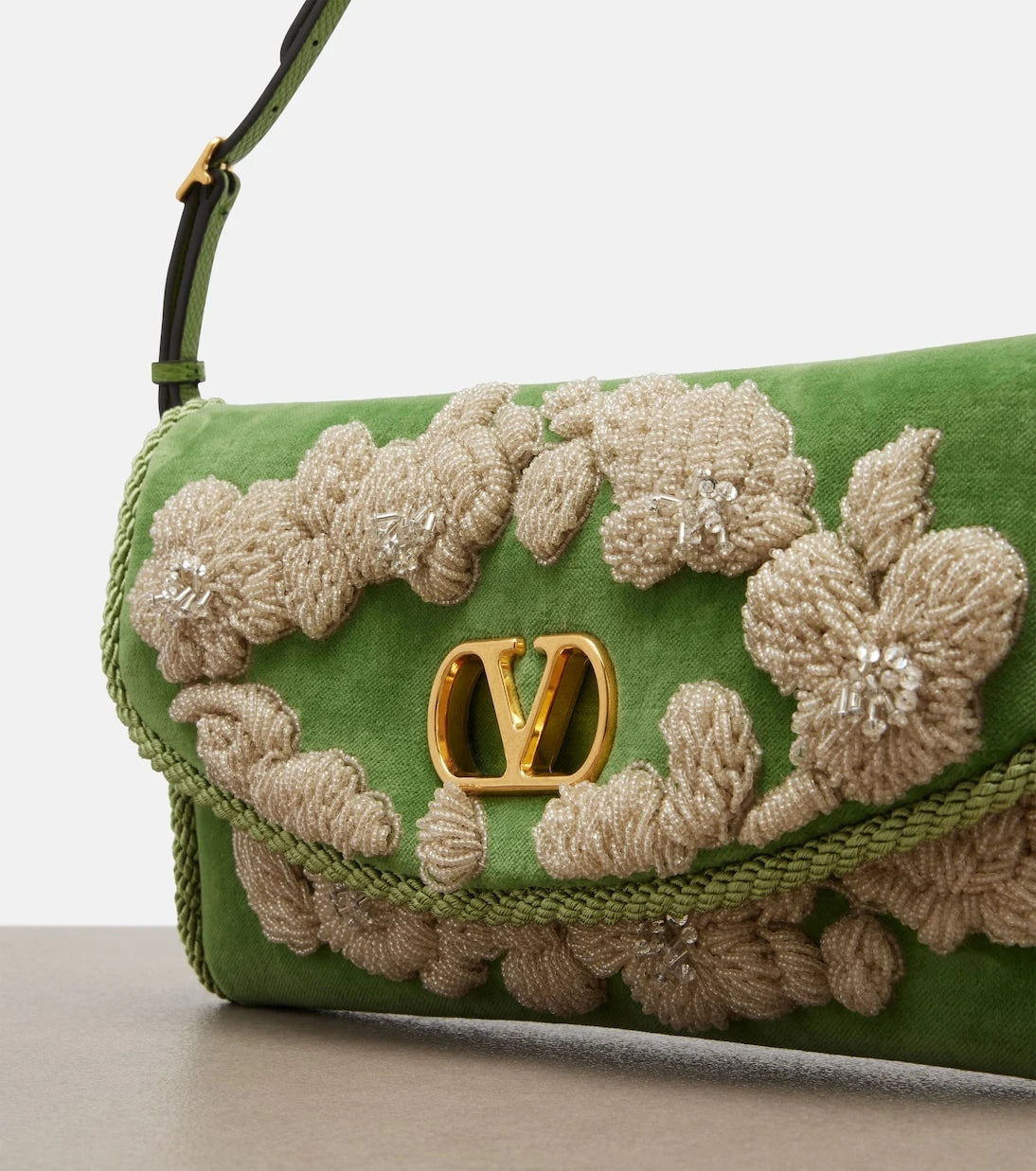 Valentino Garavani - DeVain embellished velvet shoulder bag