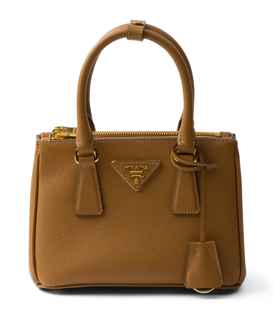 Prada Brown Mini Leather Galleria Top-Handle Bag
