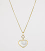 Yellow Gold, Diamond and Mother-of-Pearl Happy Hearts Pendant Necklace