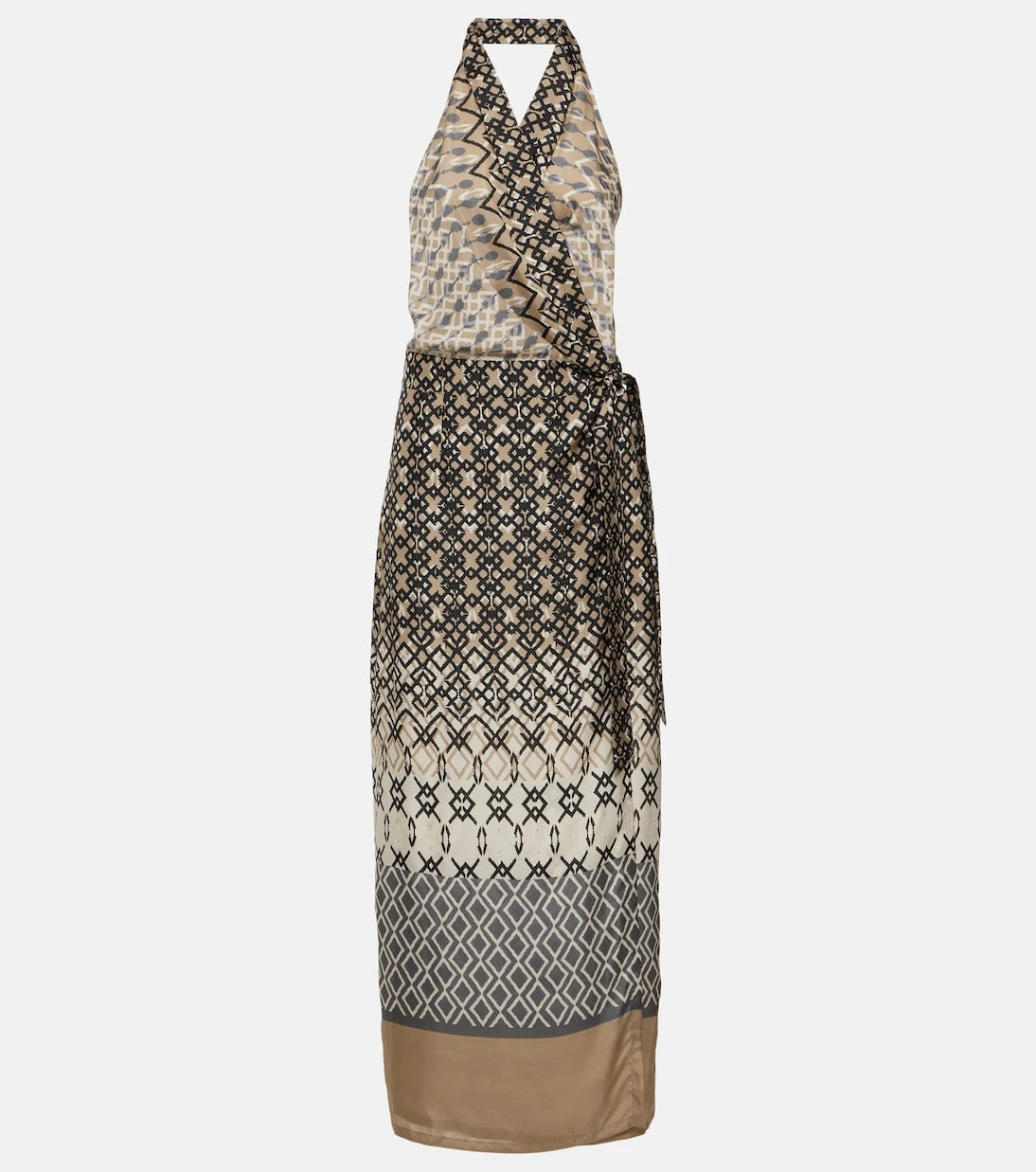 Brunello Cucinelli - Printed halterneck silk maxi dress