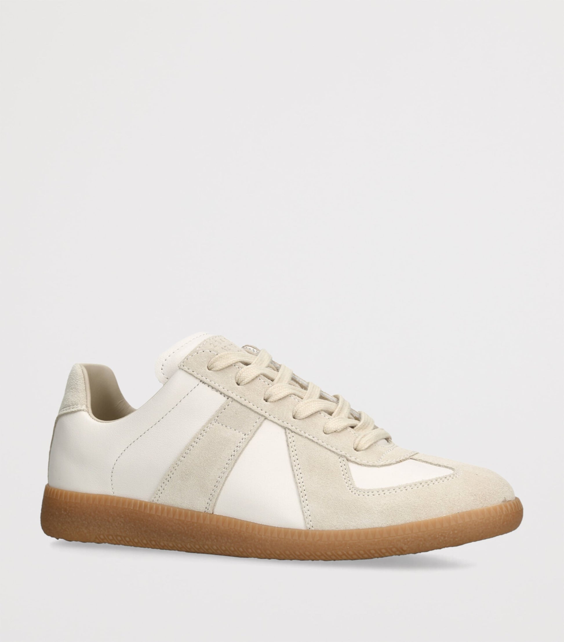 Beige Leather-Suede Replica Sneakers