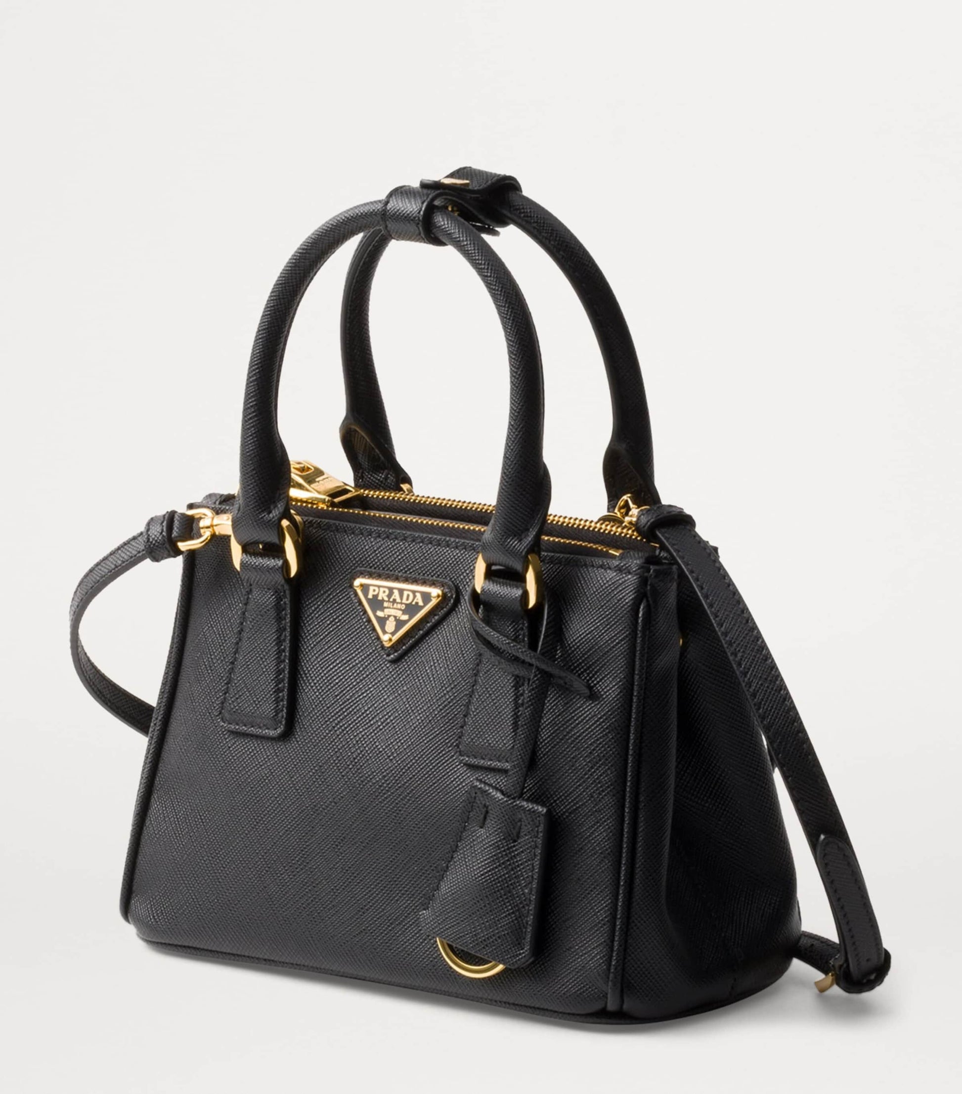 Prada Black Mini Saffiano Leather Galleria Top-Handle Bag