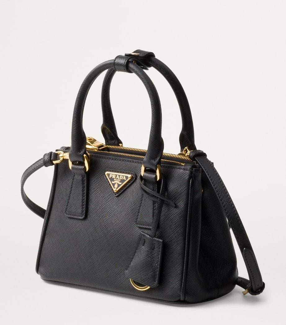 Prada Black Mini Saffiano Leather Galleria Top-Handle Bag