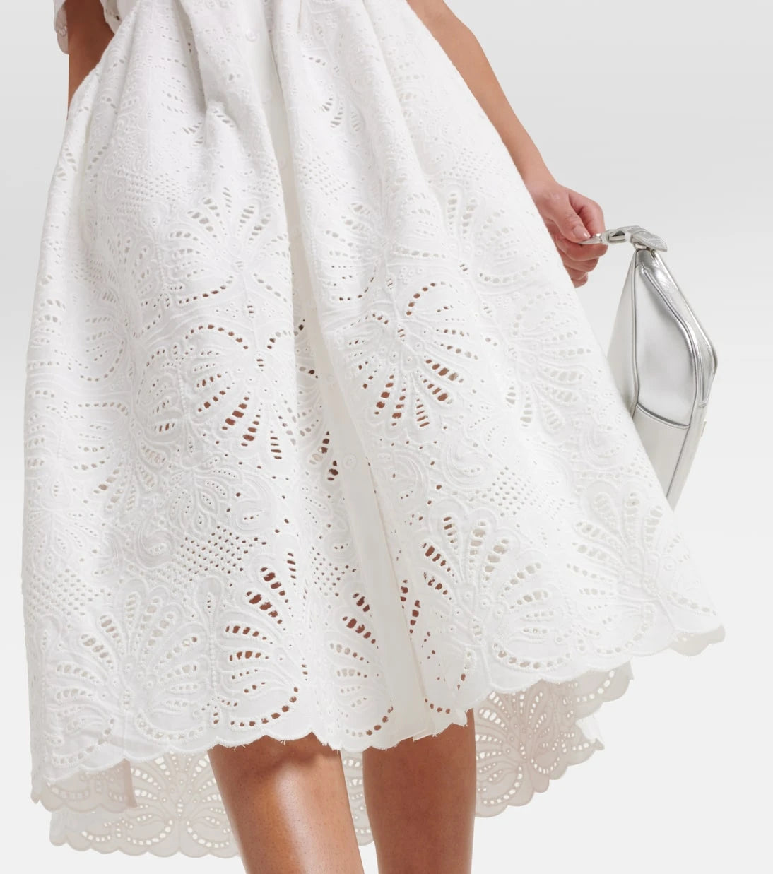 Self-Portrait - Embroidered cotton midi dress