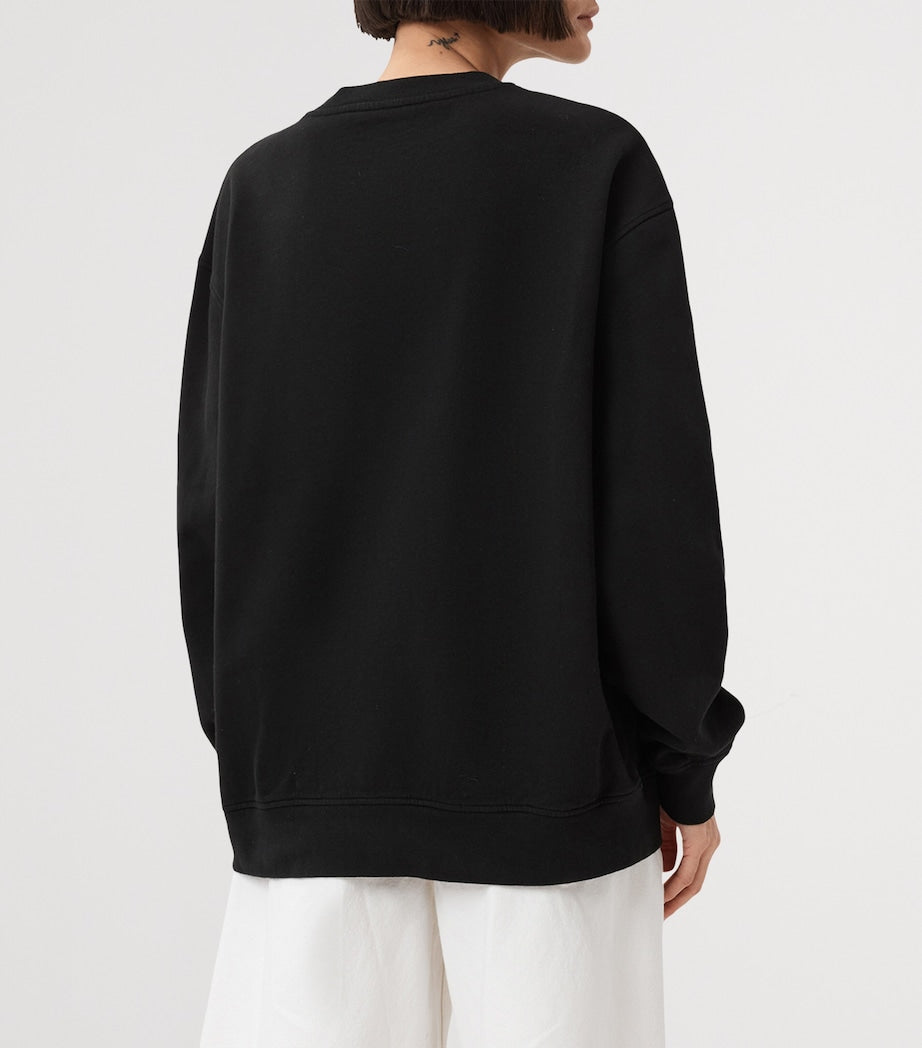 Black Cotton Floral Logo Etta Sweatshirt