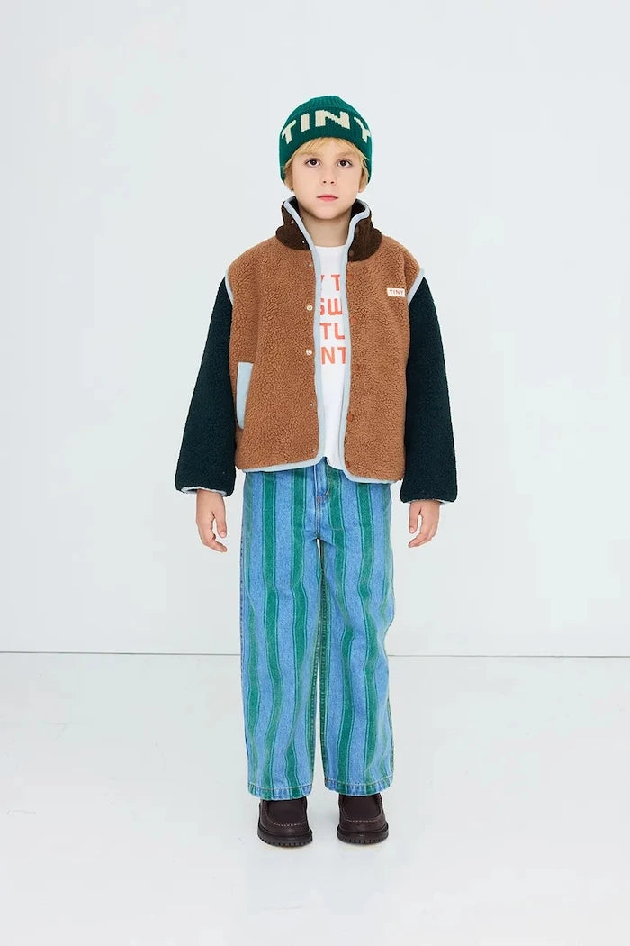 Çocuklar için fermuarlı polar üst COLOR BLOCK SHERPA JACKET