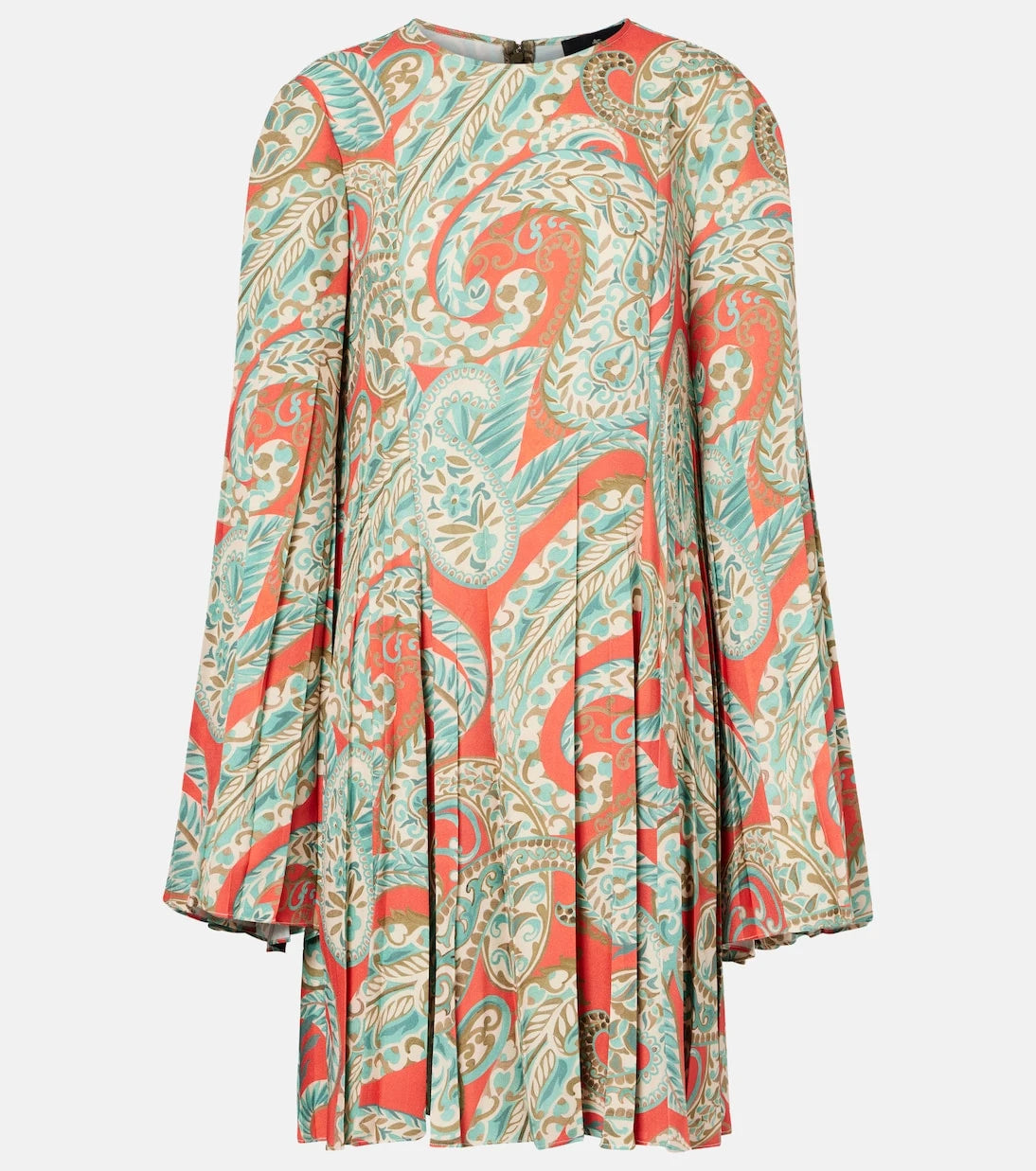 Etro - فستان قصير بكسرات ونقشة بيزلي