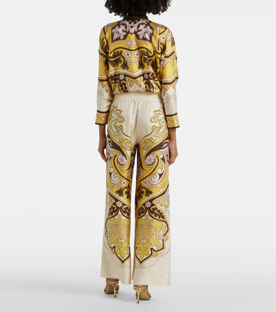 La DoubleJ - Spells Placée printed silk twill palazzo pants