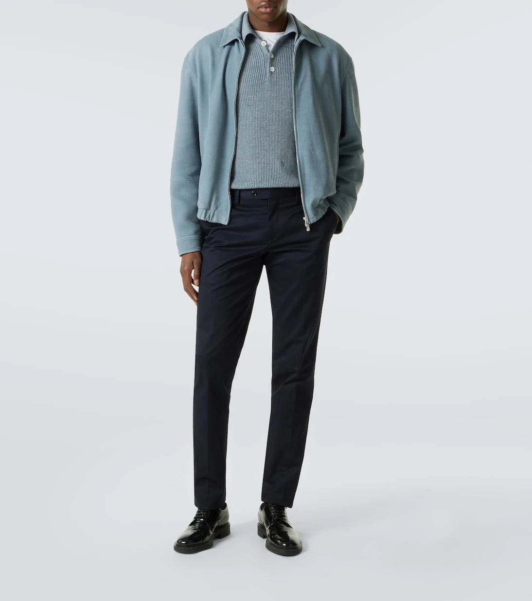 Lardini - بنطلون قطني سليم بخصر متوسط الارتفاع