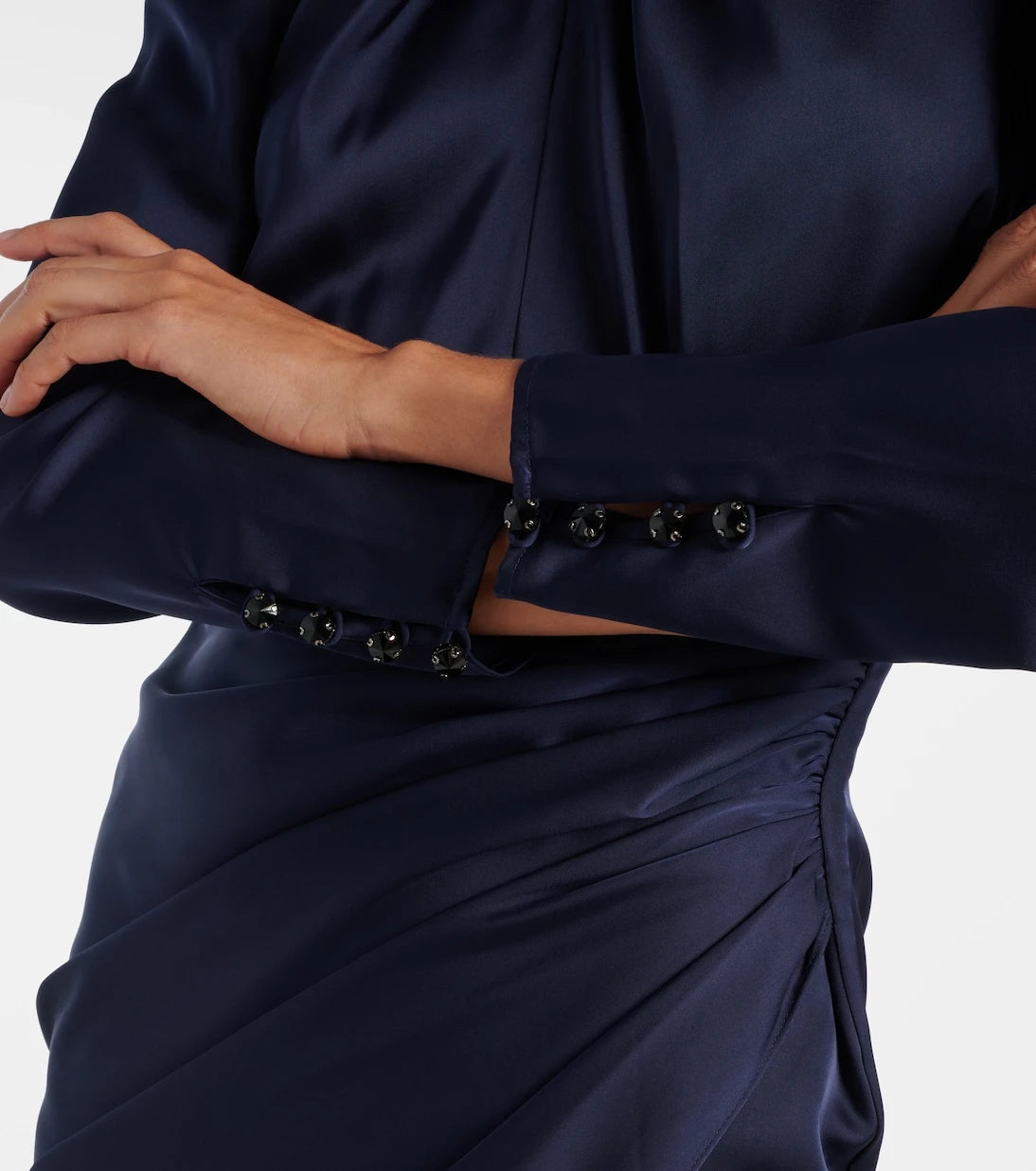 Self-Portrait - Draped satin midi dress