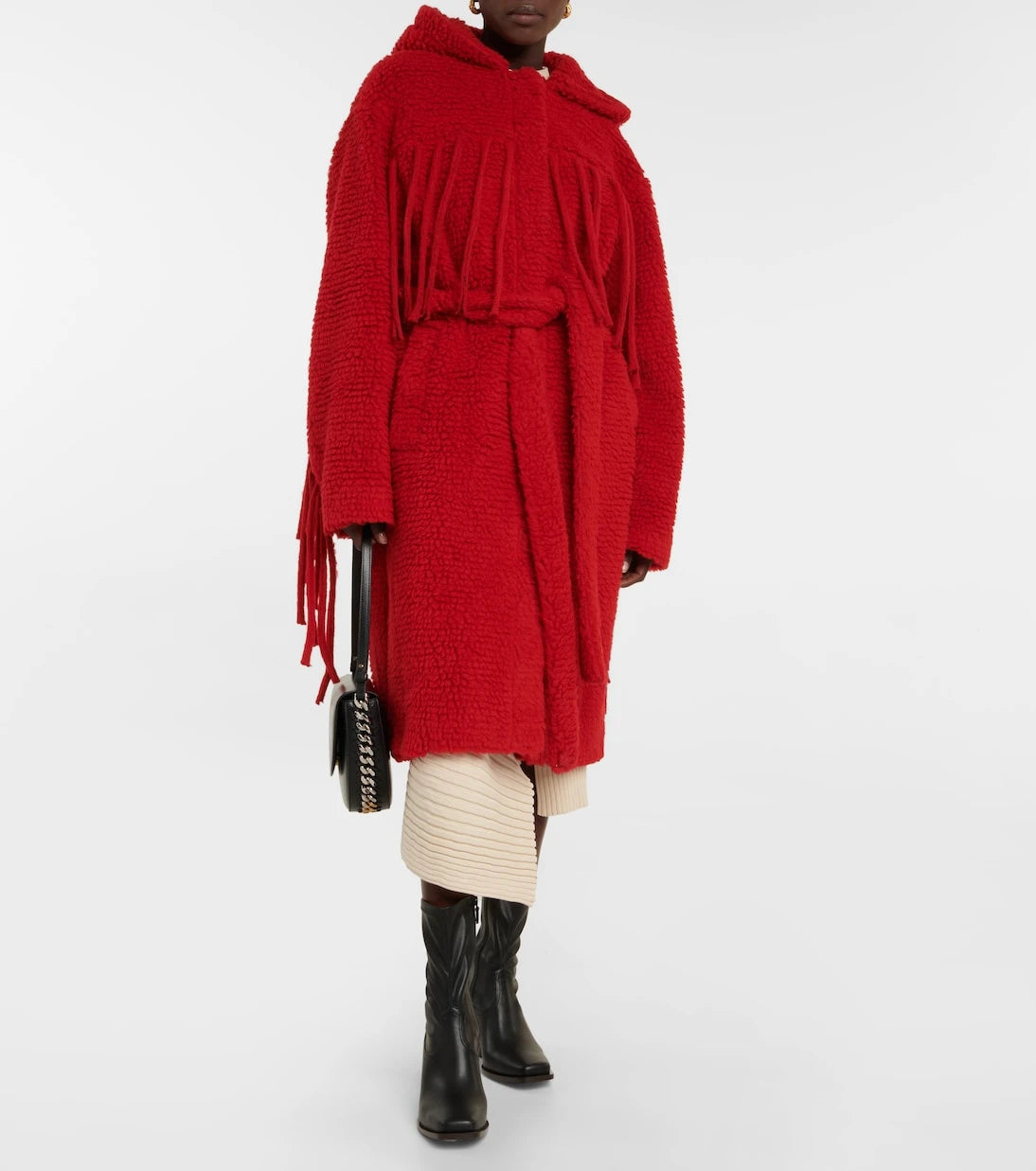 Stella McCartney - Fringed hooded teddy coat
